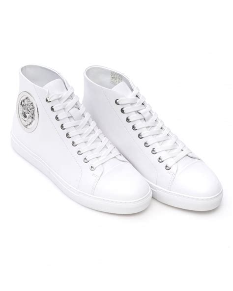 versus versace high top trainers white|versace sneakers white label.